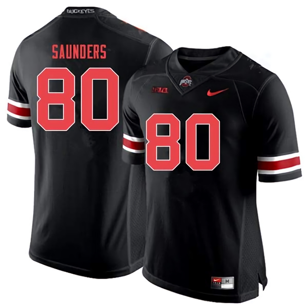 C.J. Saunders Ohio State Buckeyes Men's NCAA #80 Nike Black Out College Stitched Football Jersey LAT5256UI